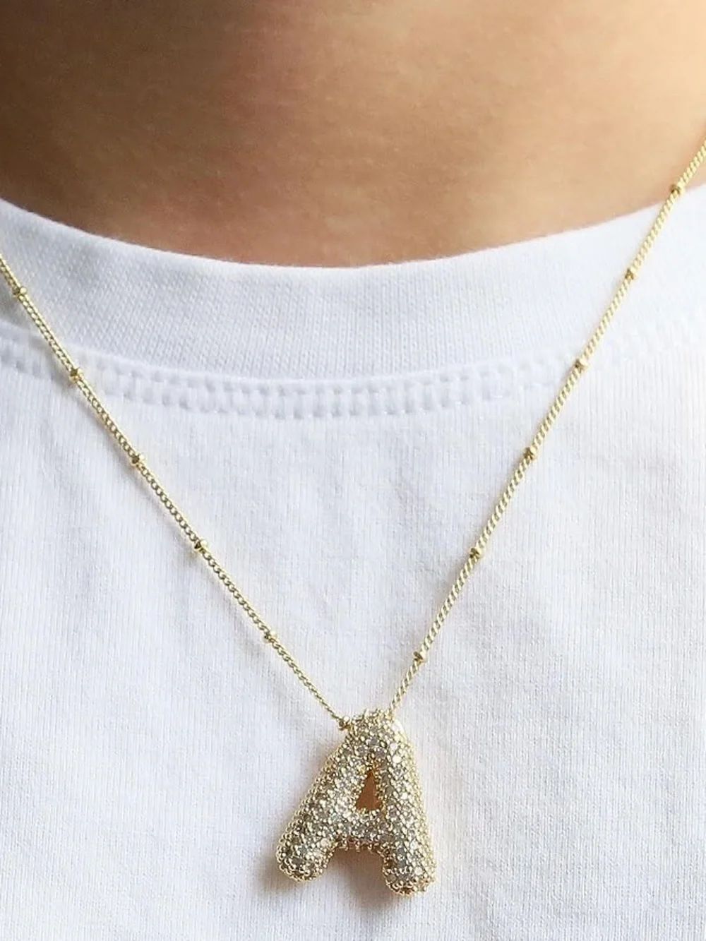 Gold Letter 'A' Pendant Necklace Q1259